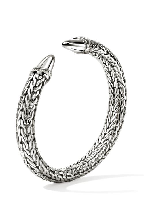 John Hardy Spear 50 Flex Cuff Bracelet, Sterling Silver, Diamonds, 8.9mm In Silver