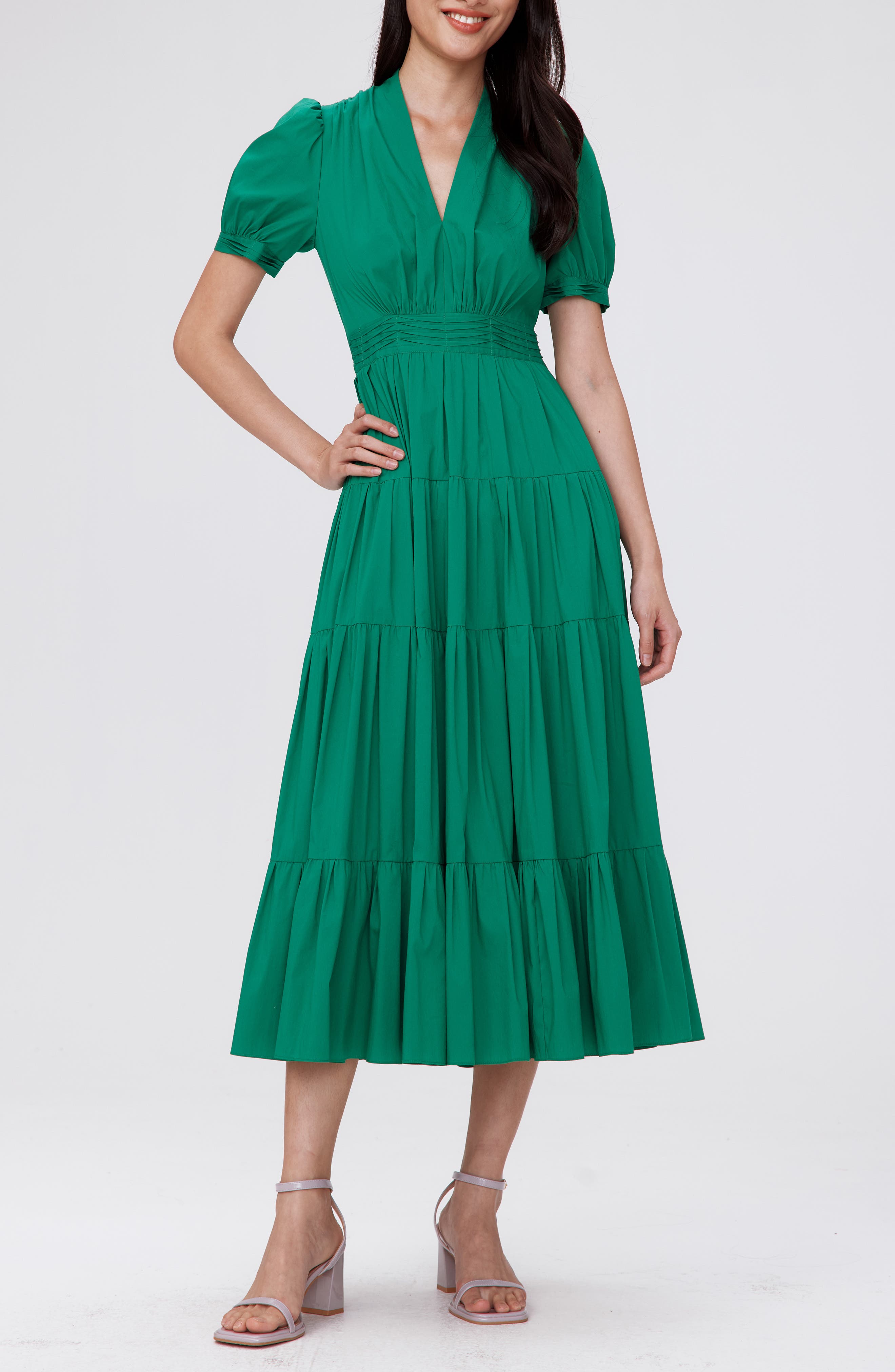 Darby Tiered Cotton Blend Midi Dress