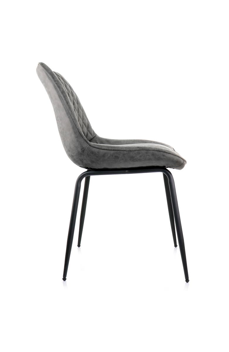 Elama 2 Piece Vintage Faux Leather Tufted Chair with Metal Legs, Alternate, color, Gray