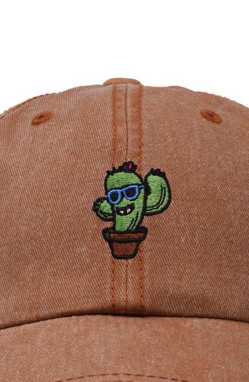 Dalix Cactus Embroidered Casual Cap In Washed Orange