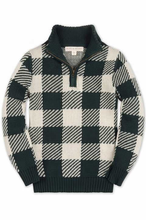 Kids' Organic Half Zip Intarsia Sweater