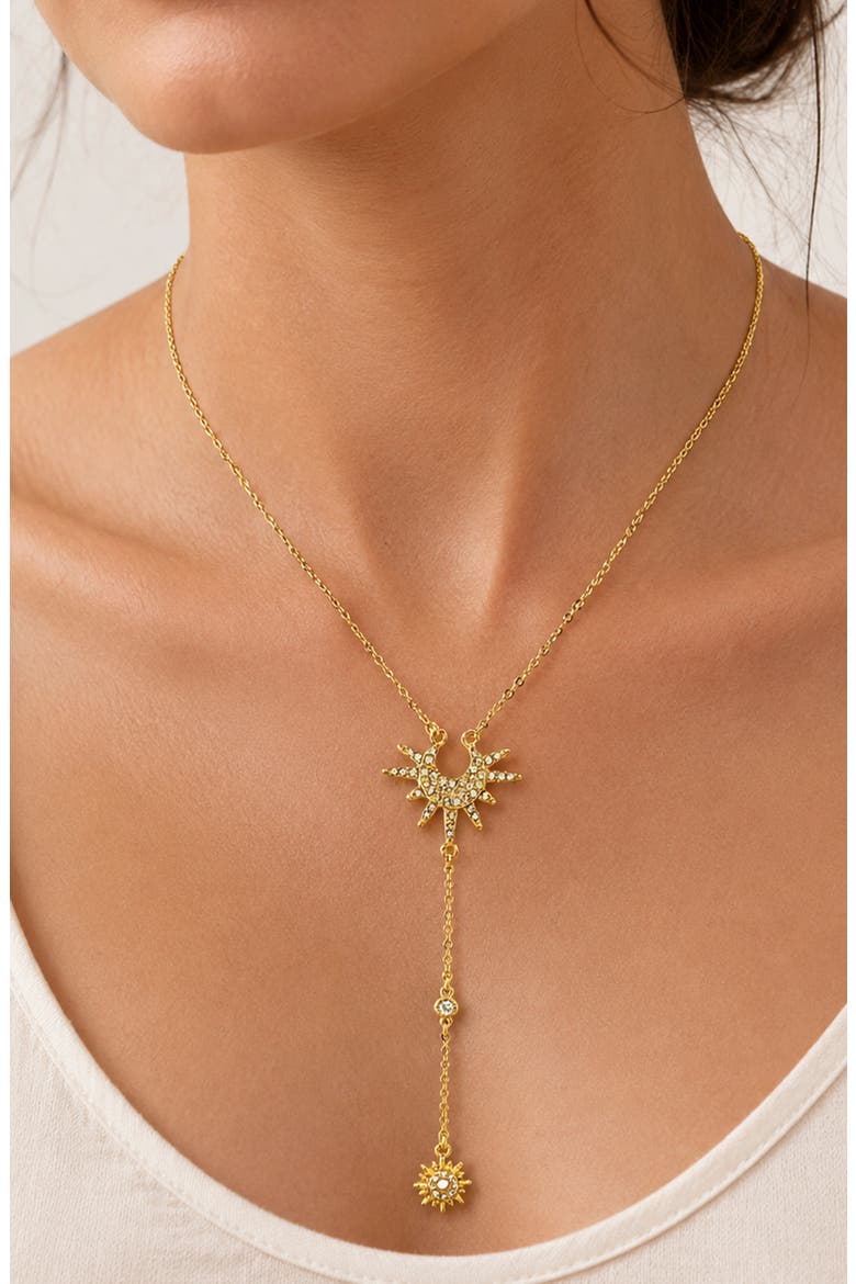 Sunburst Drop Necklace, Main, color, GOLD