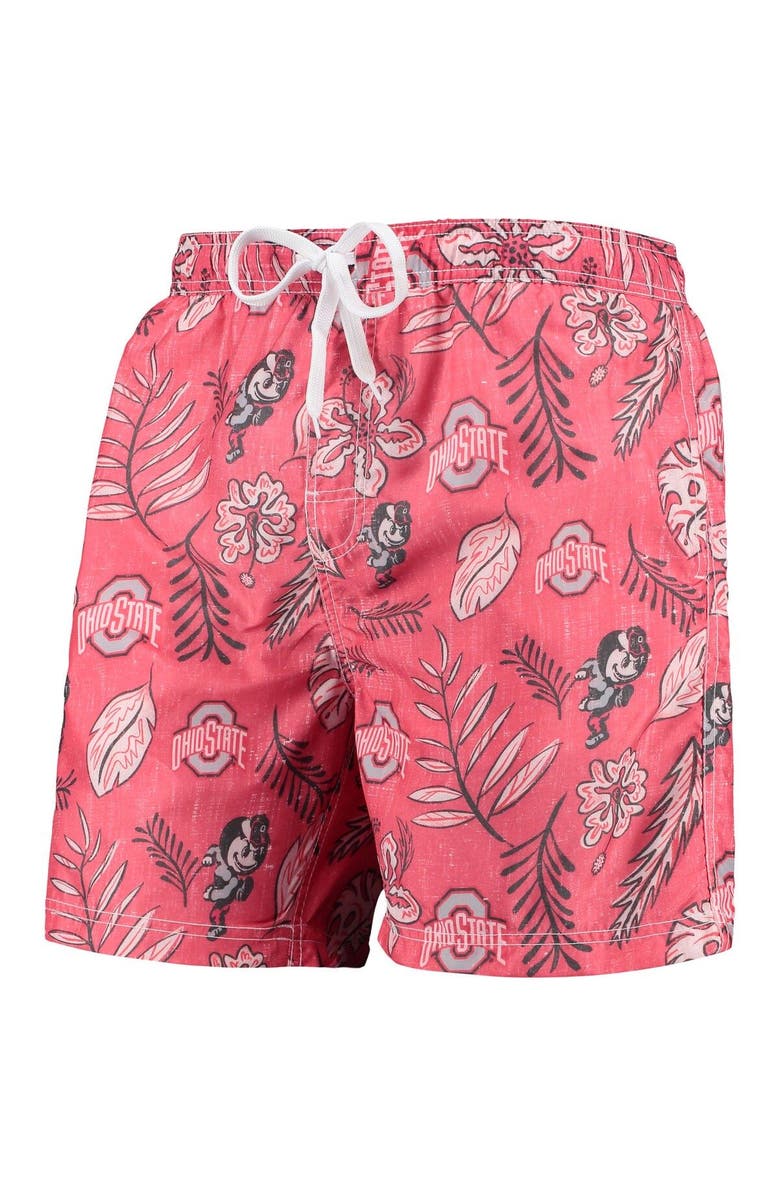 Wes & Willy Men's Wes & Willy Scarlet Ohio State Buckeyes Vintage Floral Swim Trunks, Alternate, color, Scarlet