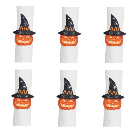 Witchy Pumpkin Halloween Napkin Ring Set of 6