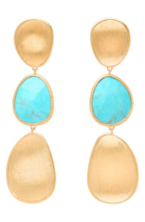 Marco Bicego Lunaria Turquoise Triple Drop Earrings In Gold