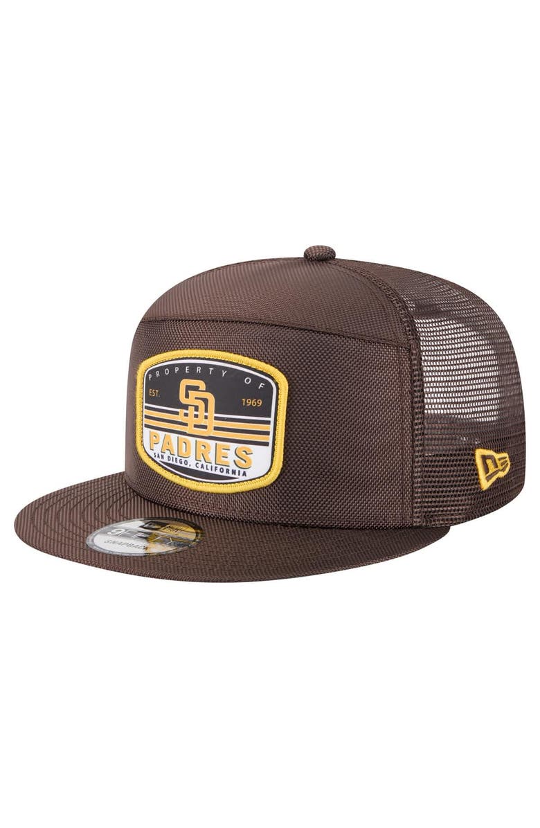 New Era Men's New Era  Brown San Diego Padres Split Panel 9FIFTY Trucker Snapback, Main, color, 