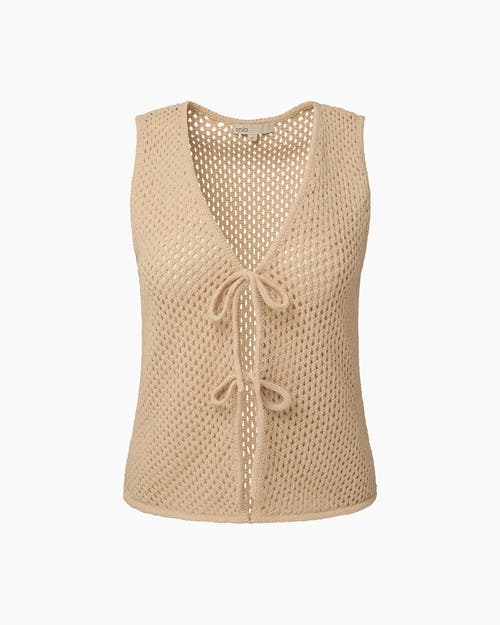 Onia Crochet Knit Tie Front Tank Top In Sandshell