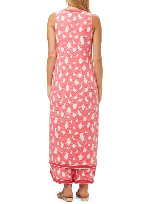 Trina Turk Slice Top In Coral Crush/whitewash