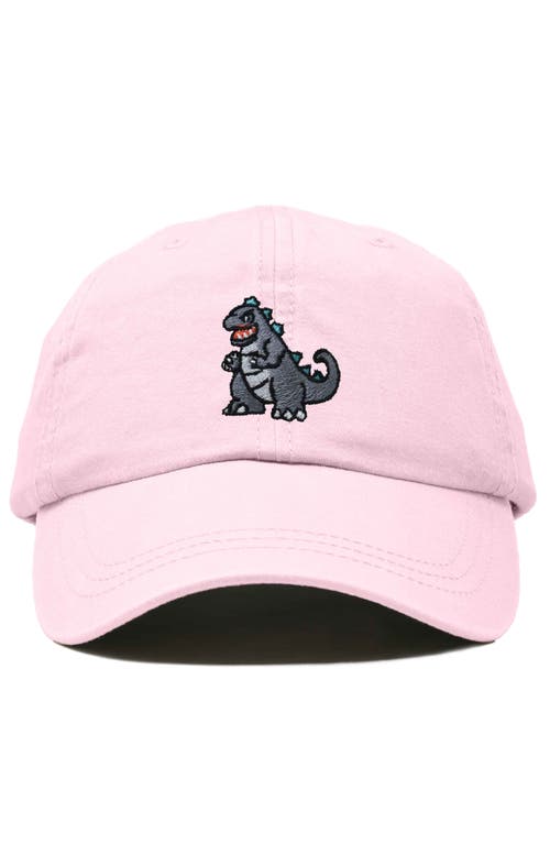 Dalix Giant Lizard Embroidered Dad Hat In Washed Pink