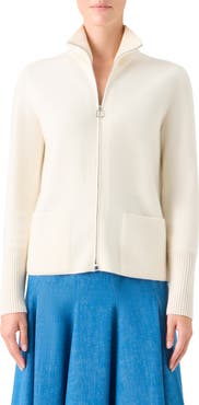 Akris Cashmere Piqué Zip-Up Cardigan