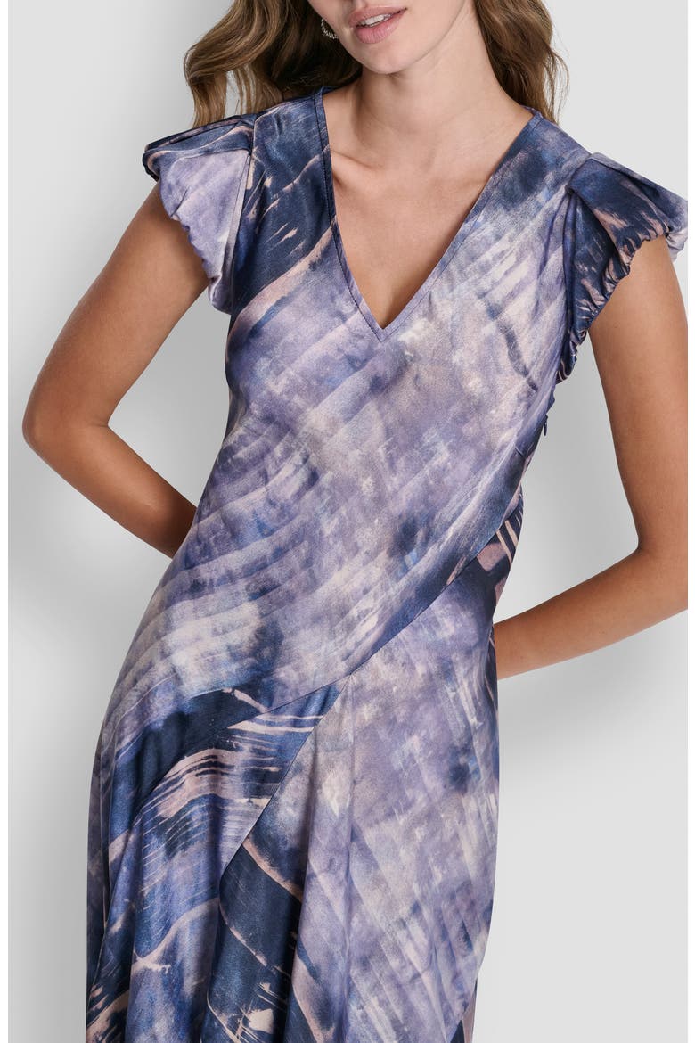 Puff Sleeve Satin Maxi Dress, Alternate, color, HUDSON LIGHTS