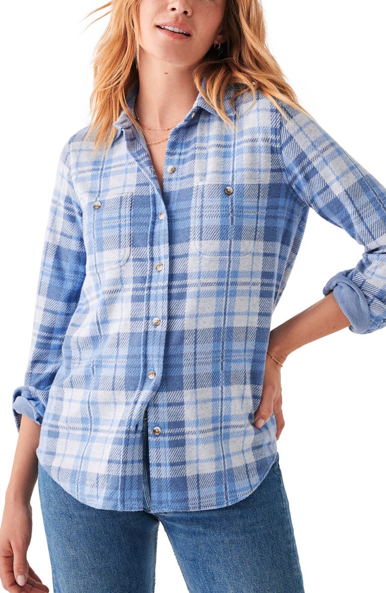 Faherty Legend Knit Button-Up Shirt, Main, color,