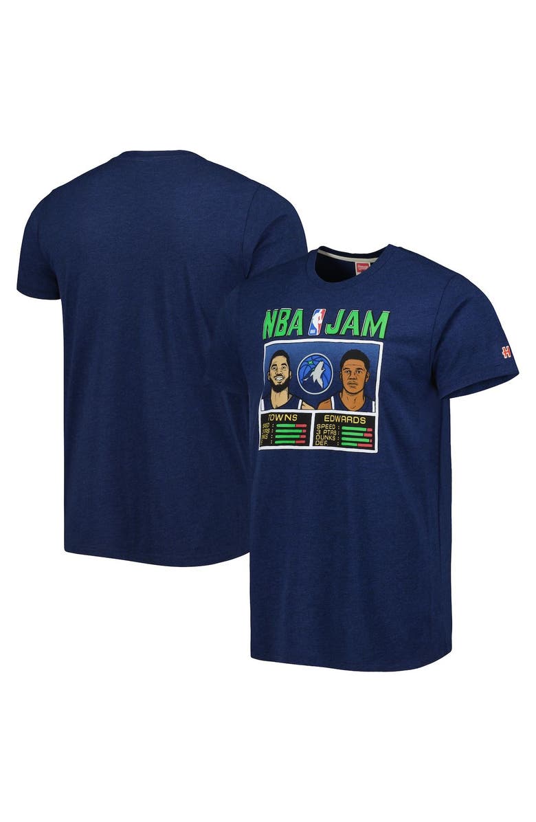 Homage Men's Homage Karl-Anthony Towns & Anthony Edwards Navy Minnesota Timberwolves NBA Jam Tri-Blend T-Shirt, Main, color, 
