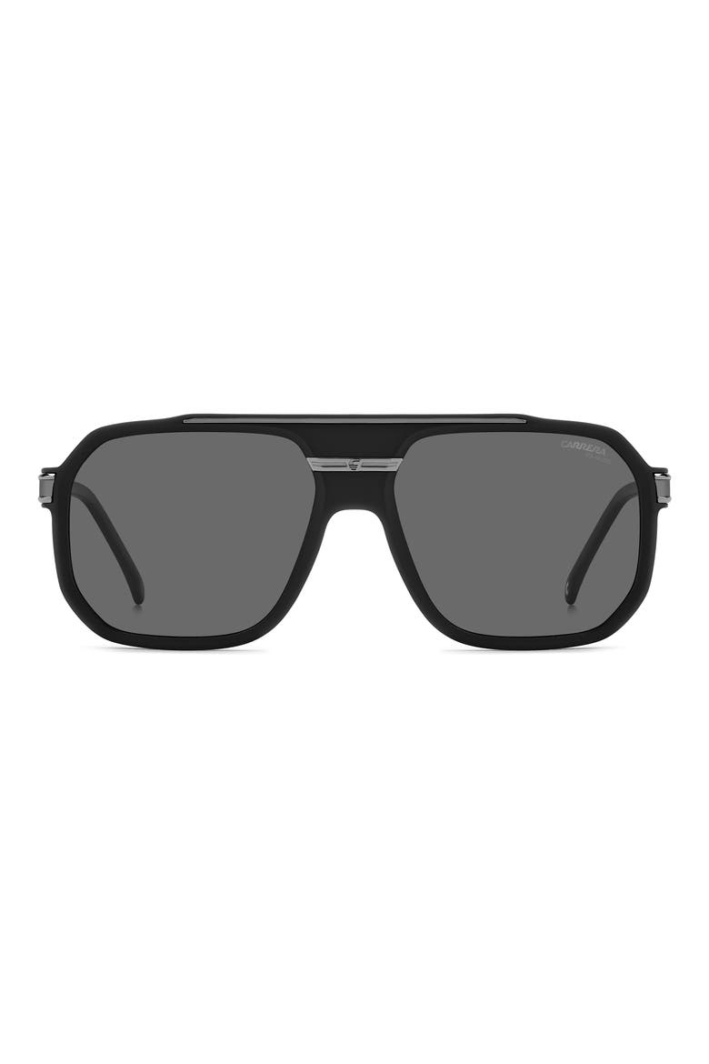 60mm Polarized Oversize Aviator Sunglasses, Main, color, MATTE BLACK DARK RUTHENIUM