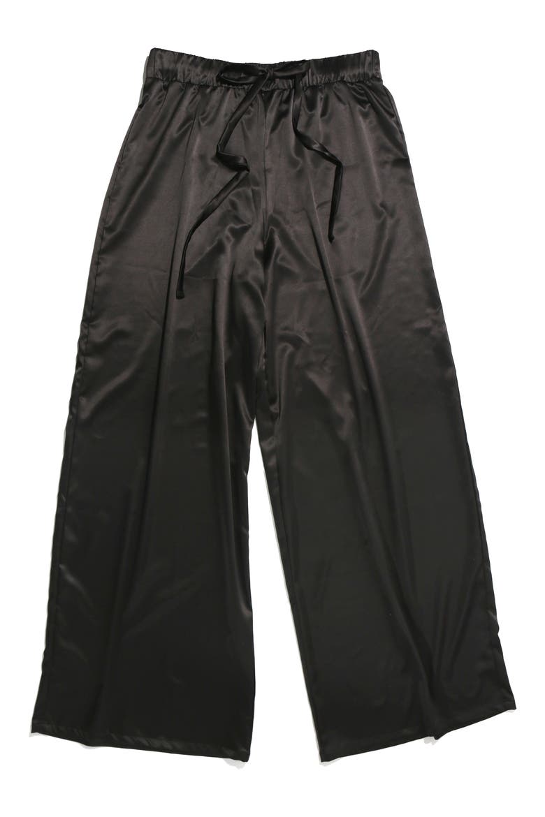 Luxe Satin Pajama Pants, Alternate, color, BLACK