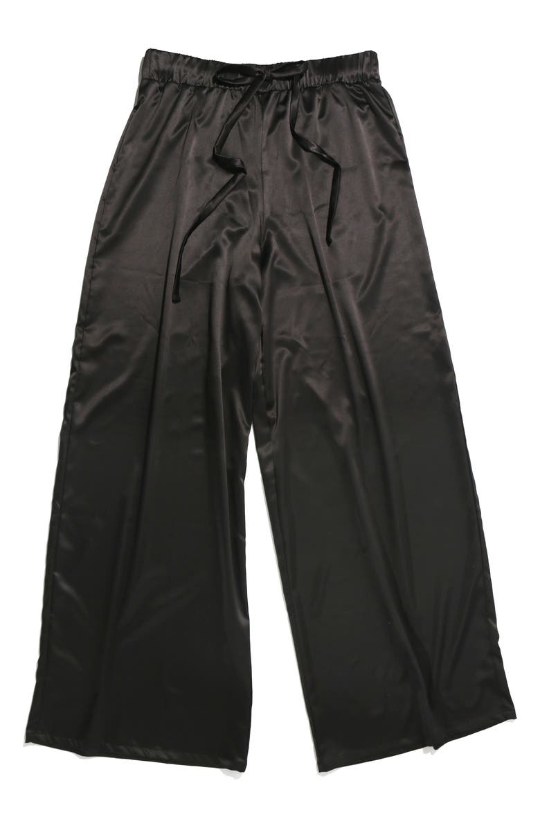 Hanky Panky Luxe Satin Pajama Pants, Alternate, color, Black