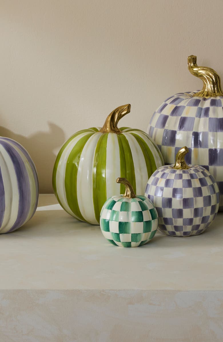 MACKENZIE CHILDS Moss Stripe Medium Pumpkin, Alternate, color, Green