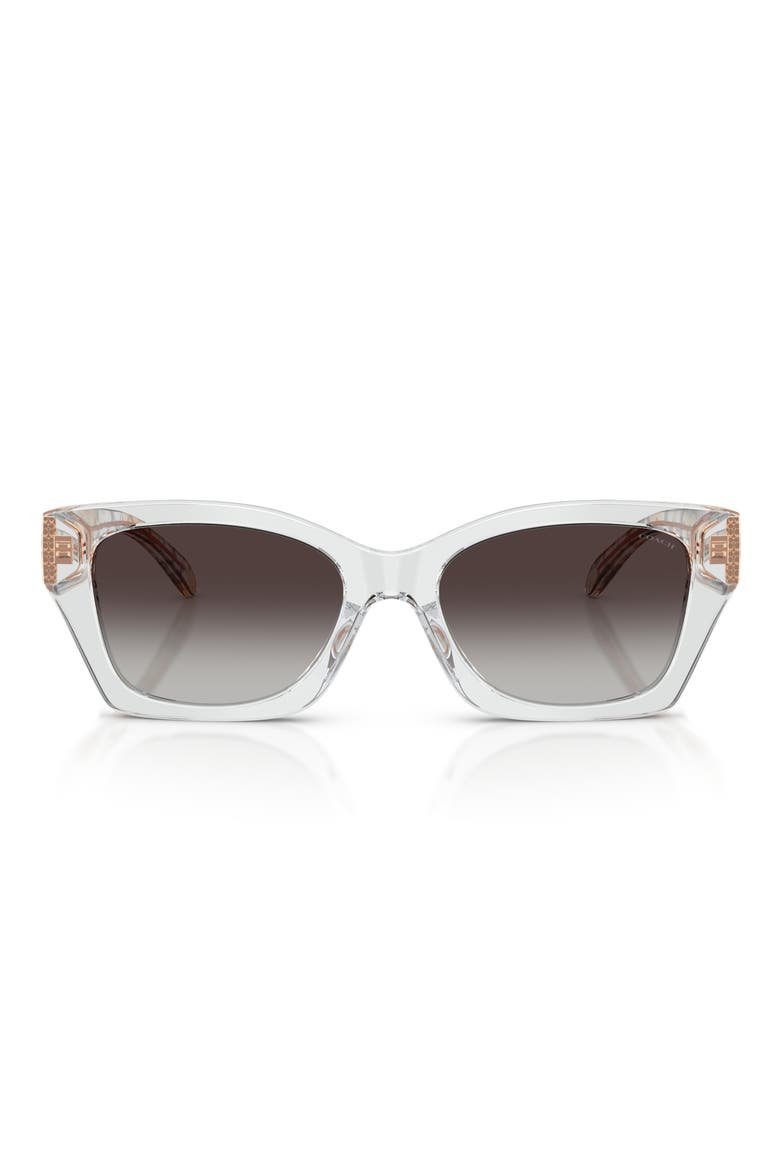 54mm Gradient Rectangular Sunglasses, Main, color, TRANSPARENT GREY / GREY