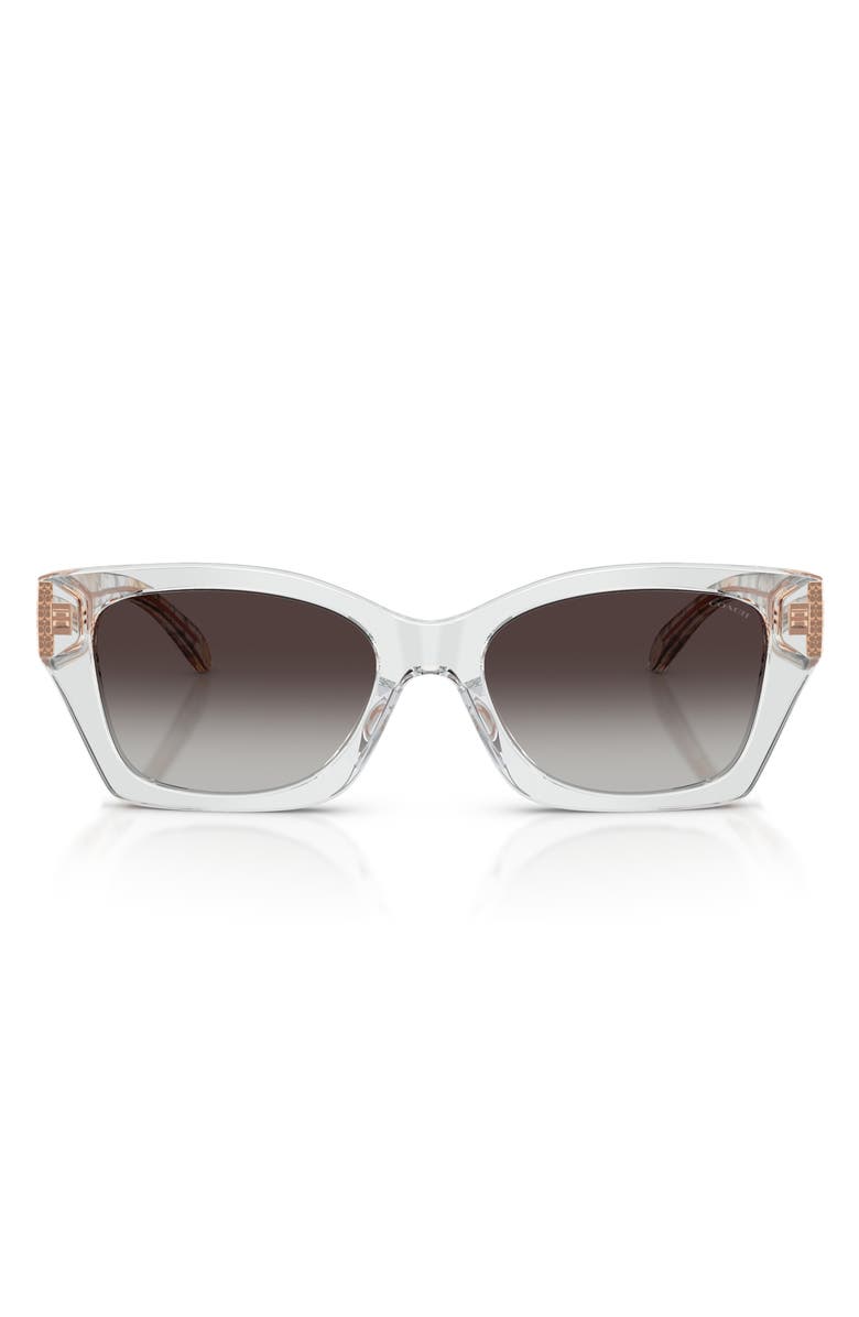 COACH 54mm Gradient Rectangular Sunglasses, Main, color, Transparent Grey / Grey