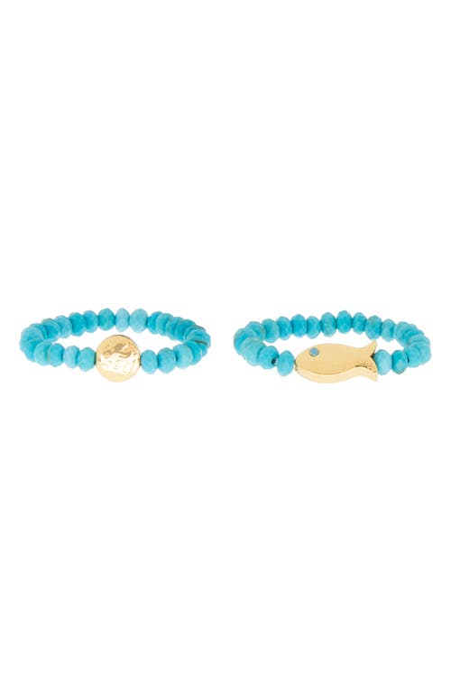 Marlyn Schiff Set Of 2 Stone Stretch Rings In Blue