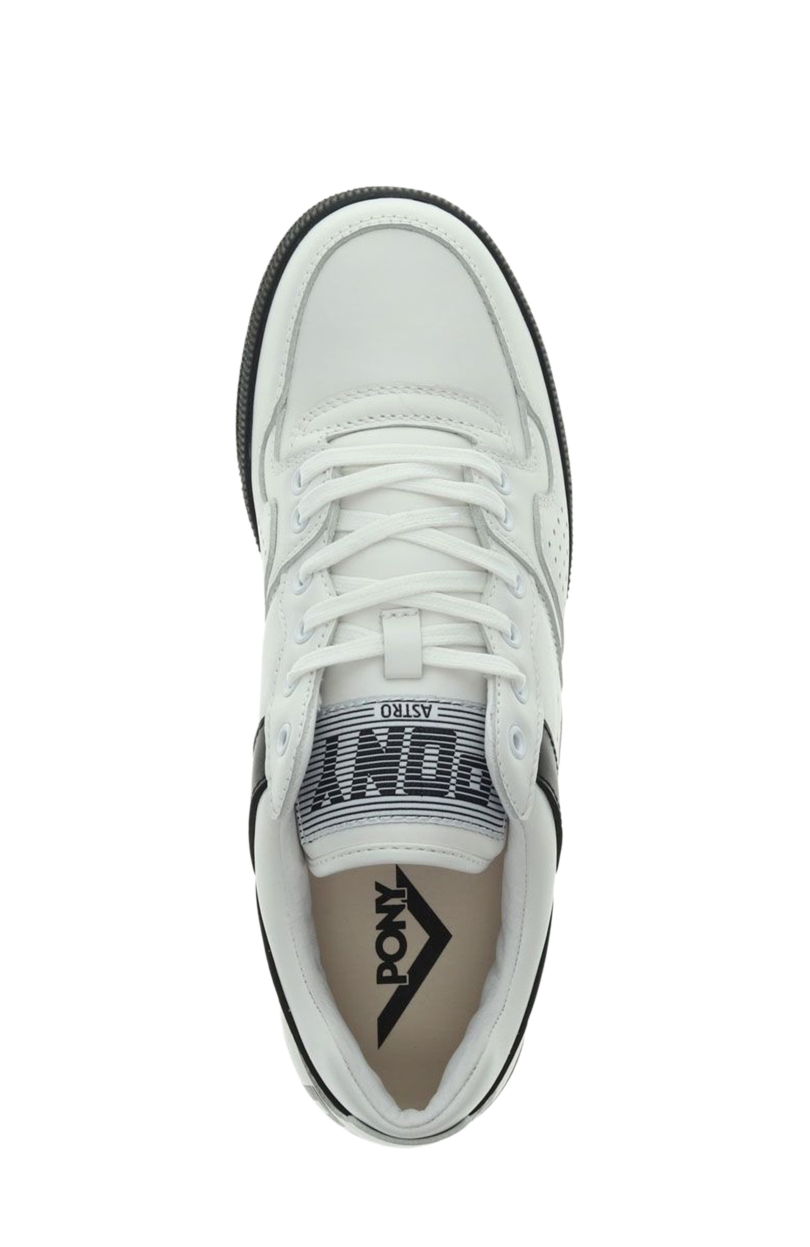 PONY Astro Leather Sneakers, Alternate, color, White/Black