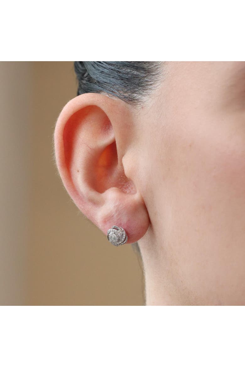 Diamond Rose Screw Back Stud Earrings, Alternate, color, Sterling Silver