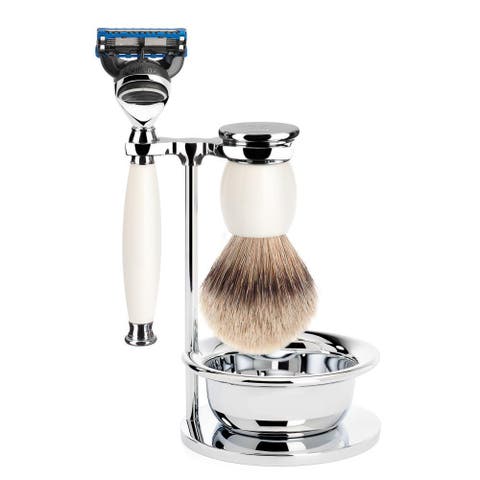 Sophist Porcelain 4-Piece Silvertip Badger & Fusion Razor Shaving Set