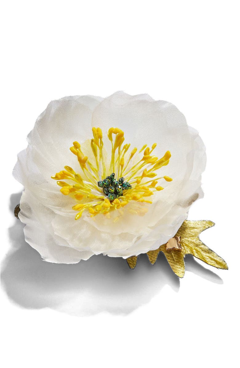 Helena Simon The White Poppy Floral Brooch, Alternate, color, White