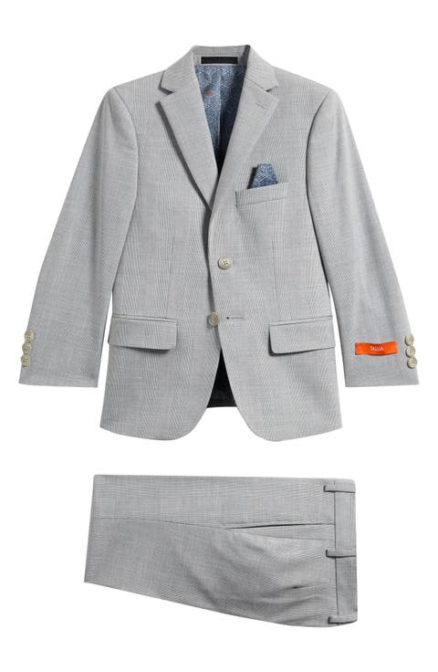 Kids' Blue Check Stretch Suit (Big Kid)