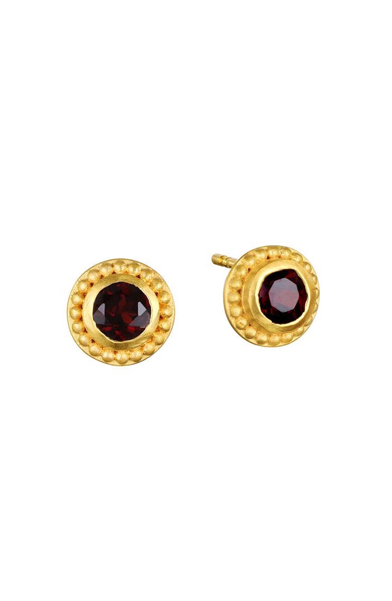 Satya Jewelry Grounding Energy Garnet Stud Earrings, Main, color, Red