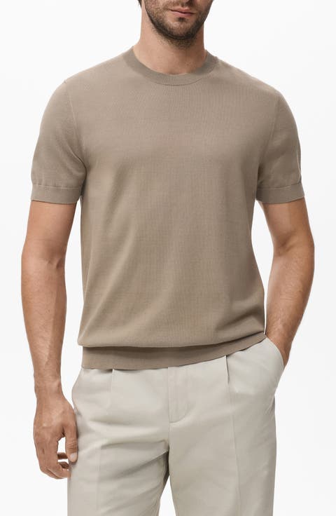 Short Sleeve Cotton Crewneck Sweater