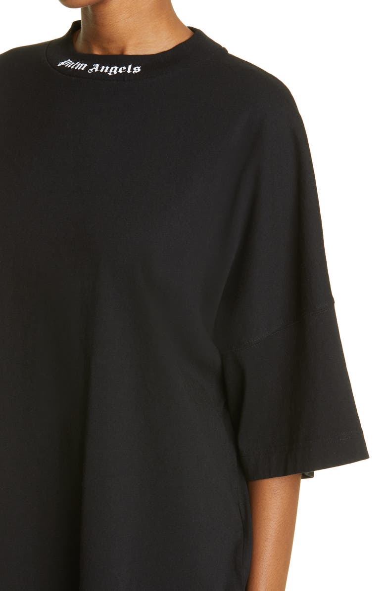 Palm Angels Back Logo Oversize Cotton Graphic Tee, Alternate, color, Black White
