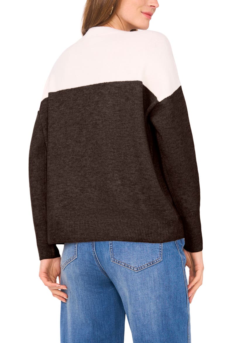 Extended Shoulder Colorblock Sweater, Alternate, color, CHOCOLATE