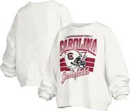 PRESSBOX Women's Pressbox White South Carolina Gamecocks Janice Retro Logo Oversized Pullover Sweatshirt