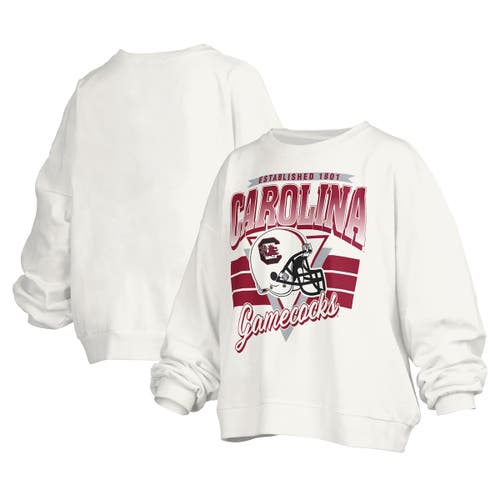 Pressbox White South Carolina Gamecocks Janice Retro Logo Oversized Pullover Sweatshirt