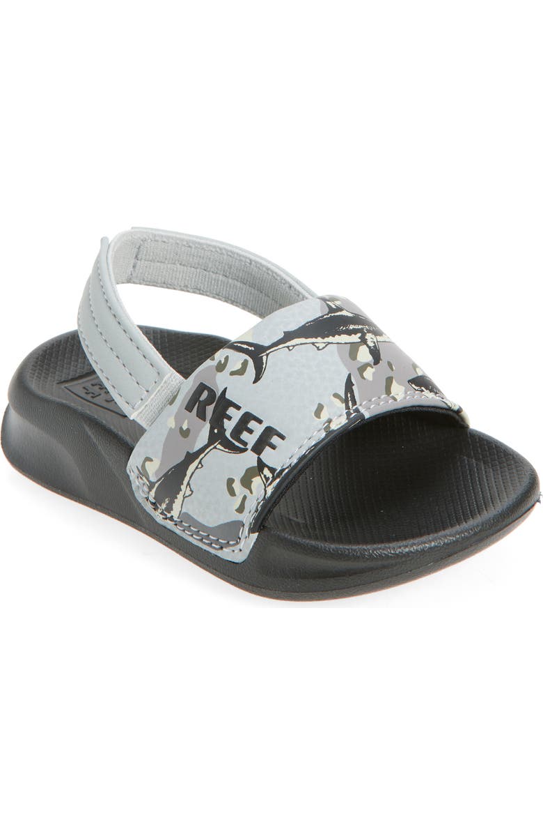Reef Kids' Little One Slide Sandal, Main, color, Grey Camo Shark