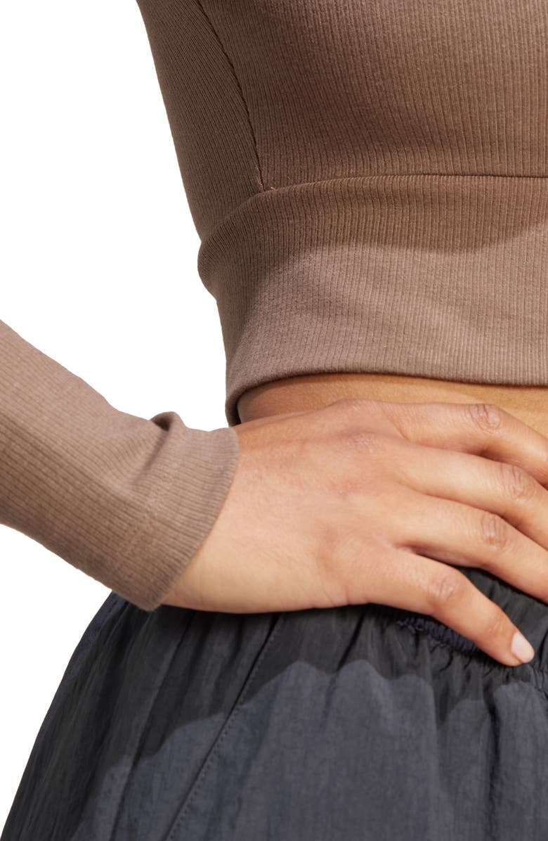 adidas Crop Rib Long Sleeve T-Shirt, Alternate, color,