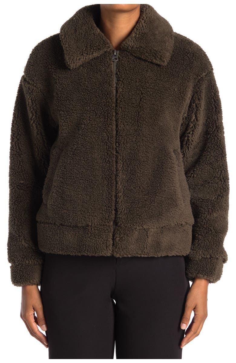 Lucky Brand Short Faux Teddy Fur Jacket, Alternate, color,
