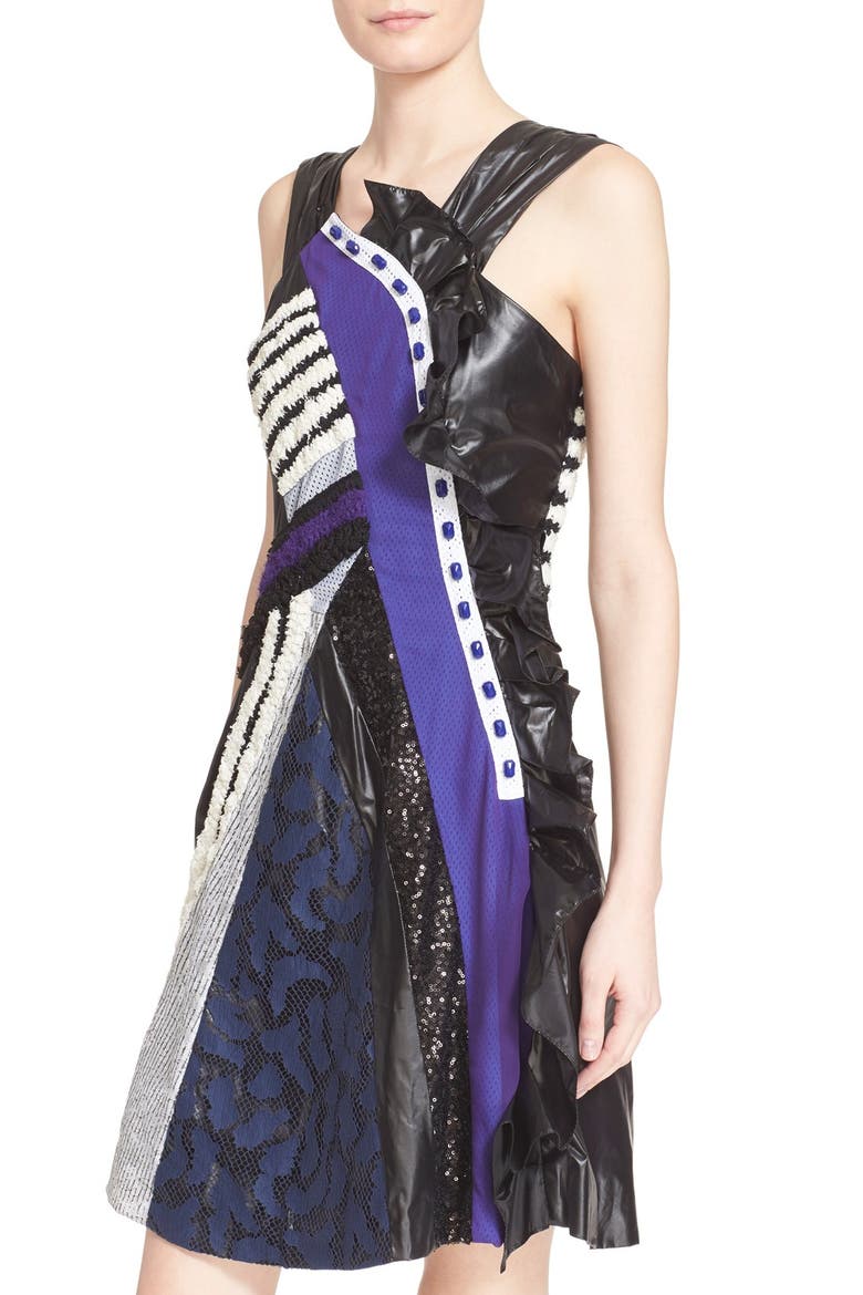 Patchwork Fit & Flare Dress, Alternate, color, PURPLE