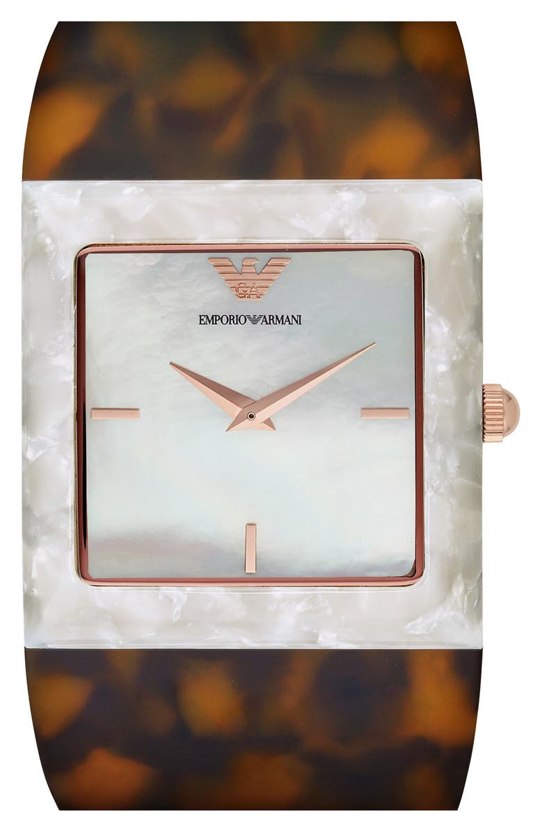 Emporio Armani Square Acetate Cuff Watch, 38mm, Main, color, 