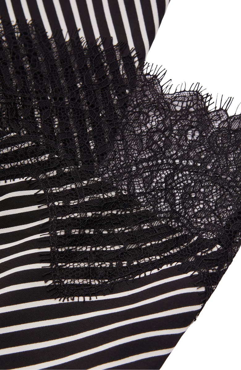 Reiss Ivy Stripe Lace Trim Midi Skirt, Alternate, color, Black/ Ivory