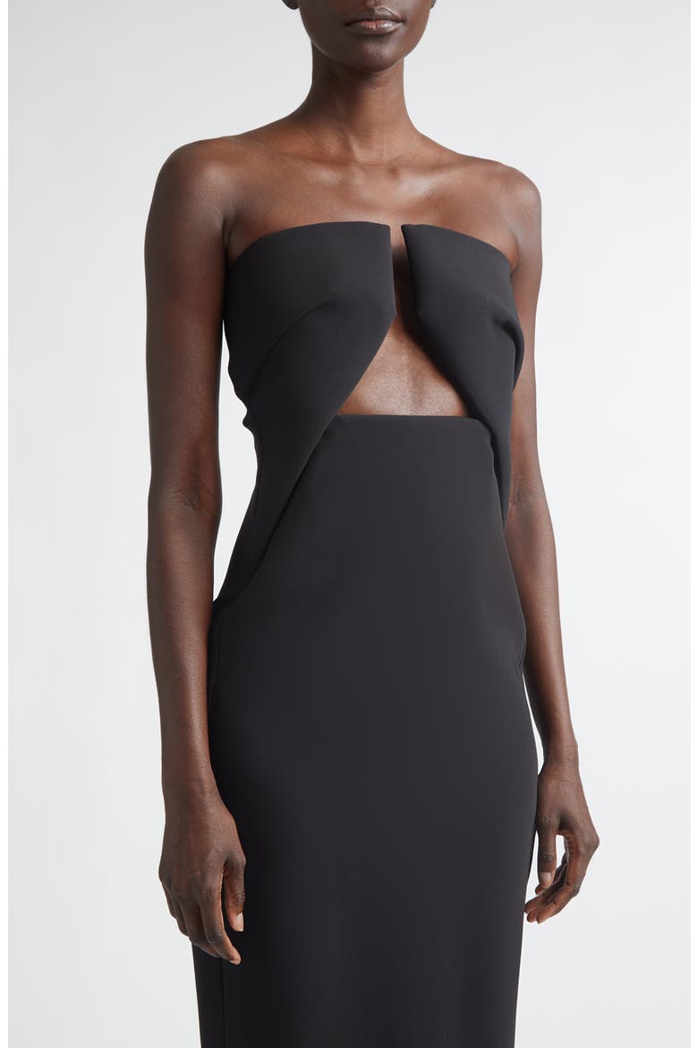 Prong Cutout Strapless Gown, Alternate, color, BLACK