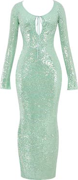 HOUSE OF CB Titania Sequin Long Sleeve Gown