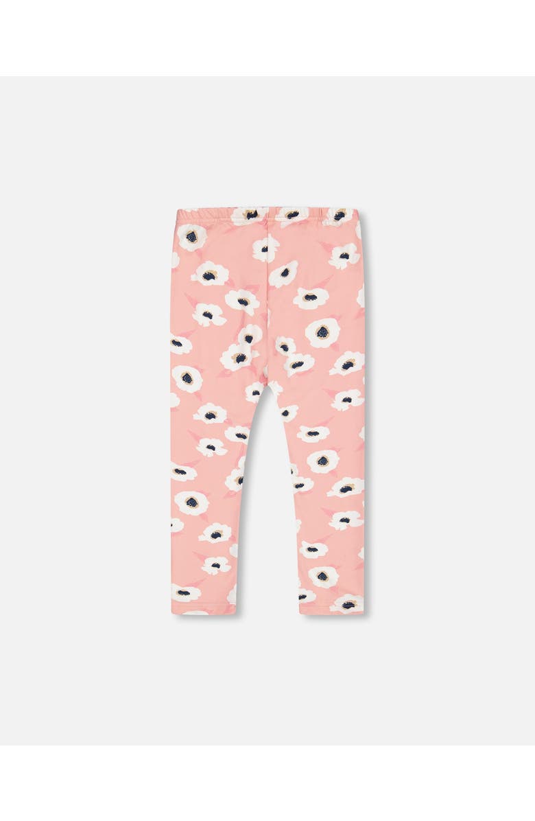Deux par Deux Little Girl's Printed Leggings Pink With White Flowers, Alternate, color, 