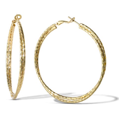 Womens Double Hoop Faceted Earrings