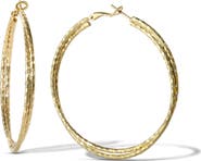 Jessica Simpson Womens Double Hoop Faceted Earrings