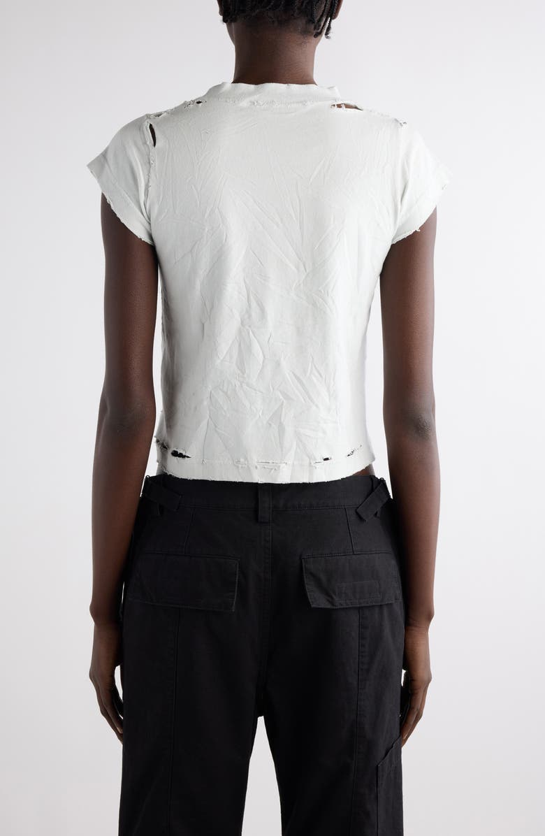 Balenciaga Planet Earth Distressed Crop Stretch Cotton Graphic T-Shirt, Alternate, color, 