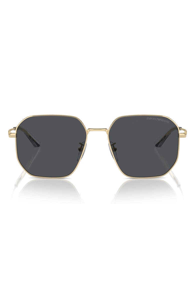 Emporio Armani 57mm Pilot Sunglasses, Main, color, Shiny Pale Gold / Dark Grey