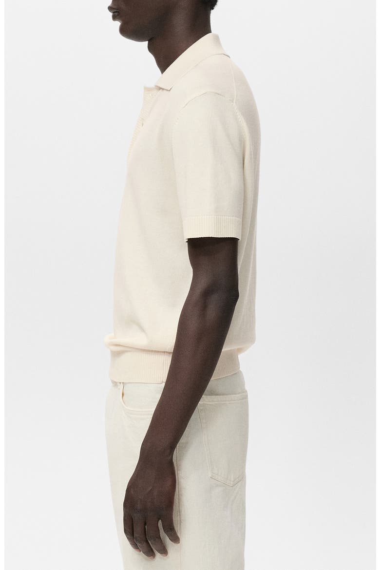 Cotton Blend Knit Polo, Alternate, color, OFF WHITE