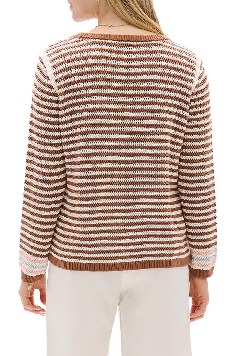 Hatley Stripe Pointelle Cotton Sweater, Alternate, color, Brown